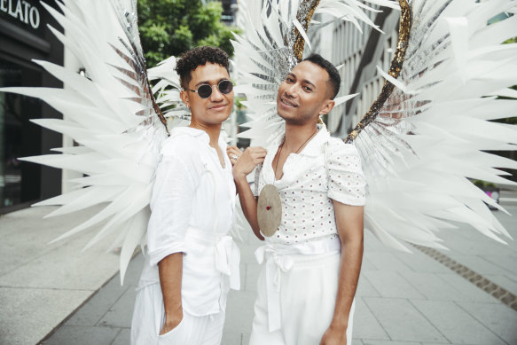 Timor-Leste Pride members Amara Salgado, and Pepido Cadalack during the official launch yesterday in Sydney.