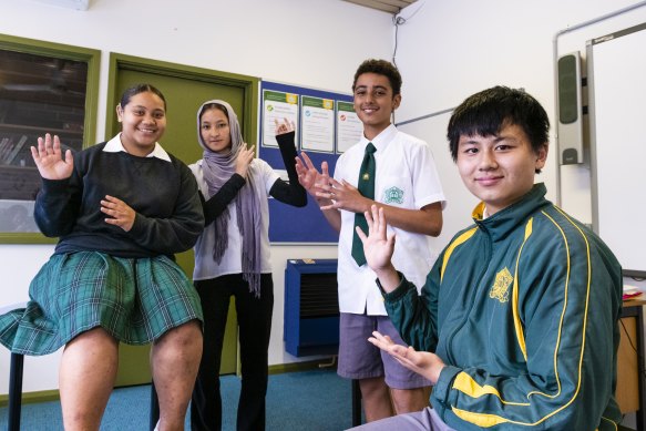 Students at Strathfield High School use Auslan.