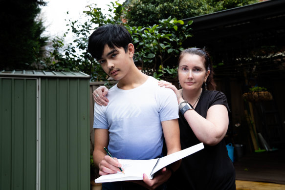 Declan Peno, 13, is keen to return to school but his mother Julie is pleased he will be vaccinated first.