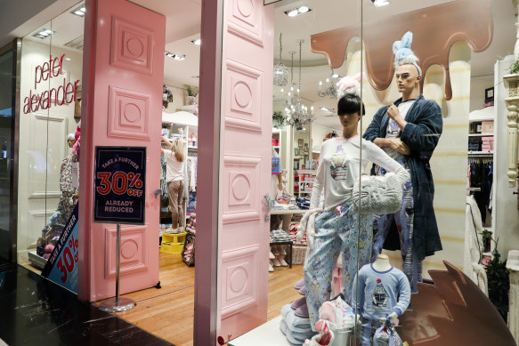 Peter Alexander sales were up 15 per cent.