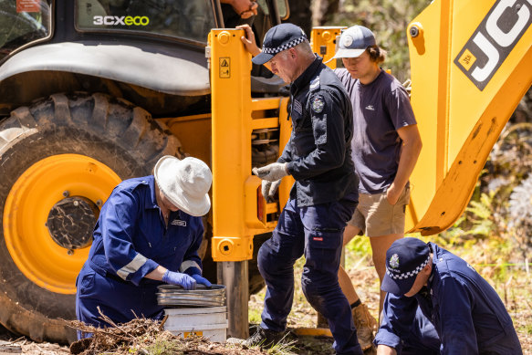 Investigators search for Russell Hill and Carol Clay’s remains in the High Country in November 2021.