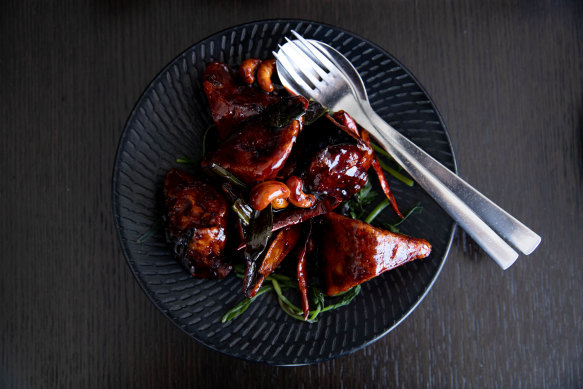 Szechuan eggplant at the Malaya.