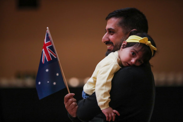 Vikas Gadoo received his Australian citizenship at the ceremony at Melbourne Town Hall on Australia Day in 2023. Melbourne City Council has retained the ceremony on January 26 this year.