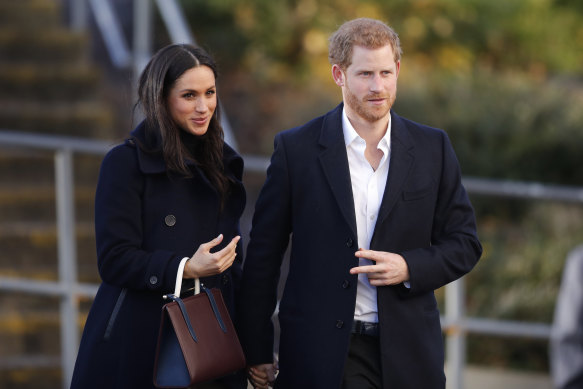 Meghan Markle carrying a Strathberry bag in 2017. It sold out in minutes shortly after.