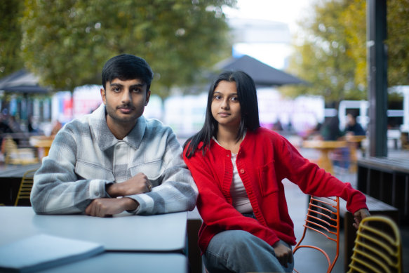 Vedant Gadhavi with his partner, Ayushi Patel. 