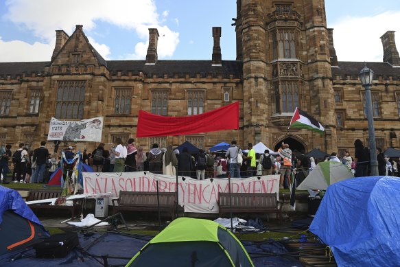 The Sydney University encampment has been in place for eight weeks.
