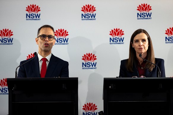 NSW Treasurer Daniel Mookhey and Finance Minister Courtney Houssos on Tuesday.