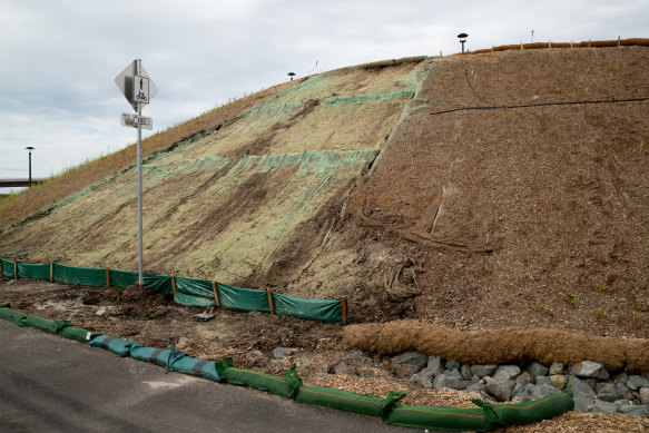 Heavy rain has washed away soil on the large hill on a number of occasions.