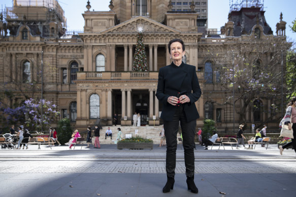 Clover Moore outside Sydney Town Hall in December 2021.