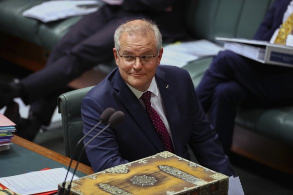 Prime Minister Scott Morrison during question time in the House of Representatives today.