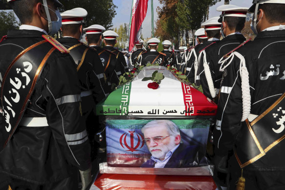 The killing of Iranian nuclear scientist Mohsen Fakhrizadeh, whose funeral on November 30 is pictured, seemed straight from the show Tehran. 