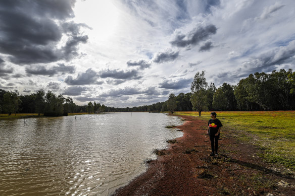 Monica Morgan, standing near Hutt Lake, dreams of a future where generations of Aboriginal and non-Aboriginal people can enjoy a pristine Barmah National Park. 