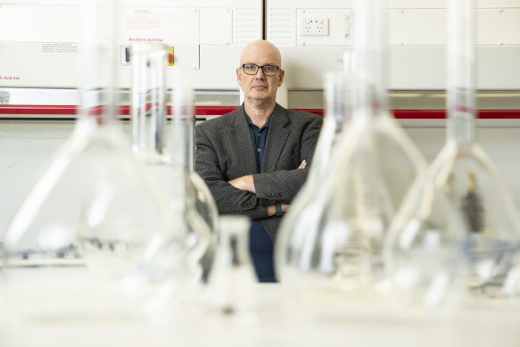 Professor Holmes in his lab at the Australian Technology Park in Sydney.