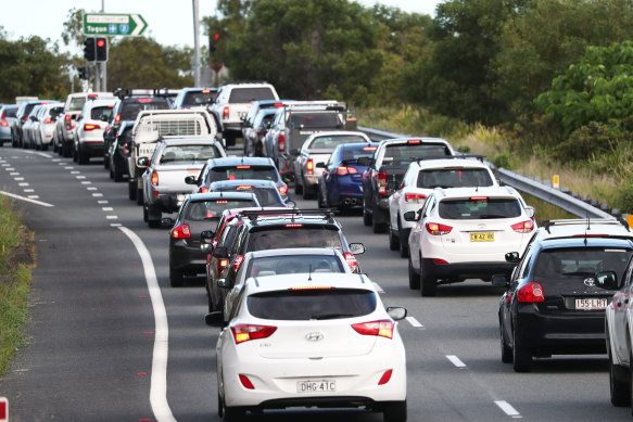 Traffic snarls were commonplace on the Pacific Highway near the border with Queensland.