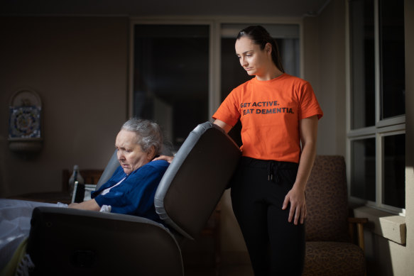 AFLW footballer Nicola Stevens with her mum Ann Stevens.