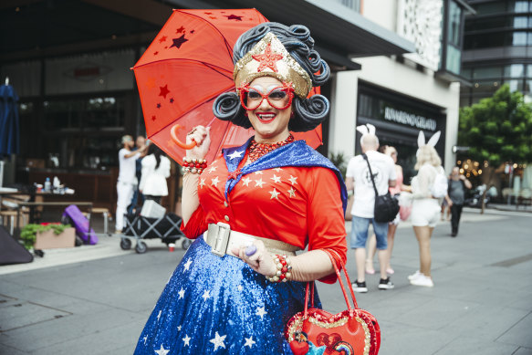 The Fabulous Wonder Mama at a Mardi Gras event on Friday.