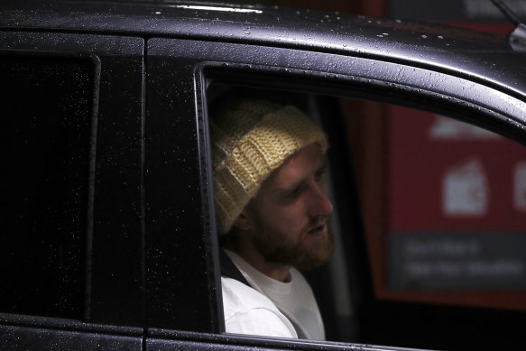 Dyson Heppell leaves after having his drive-through test.