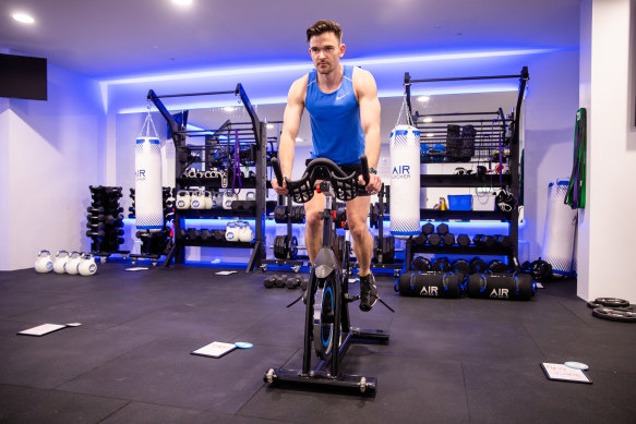 Journalist and personal trainer Sam Downing at Airlocker Training gym in Bondi Junction. 