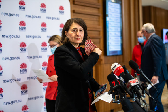 NSW Premier Gladys Berejiklian at Monday’s COVID-19 press conference.