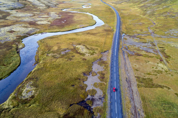 In the road in elf country – the Snaefellsnes Peninsula, West Iceland .