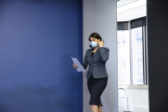 Gladys Berejiklian prepares to announce her resignation.