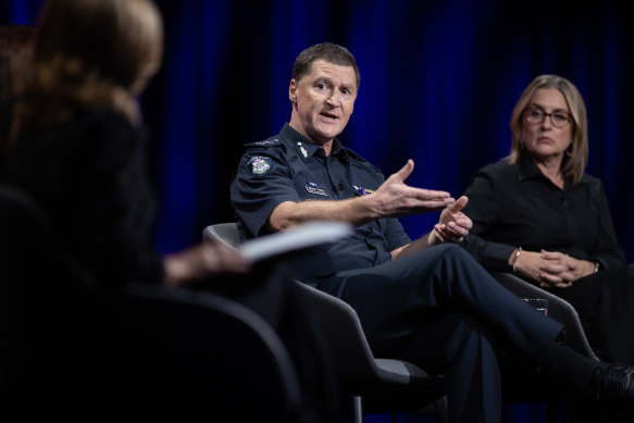 Victoria Police Chief Commissioner Shane Patton alongside Premier Jacinta Allan.