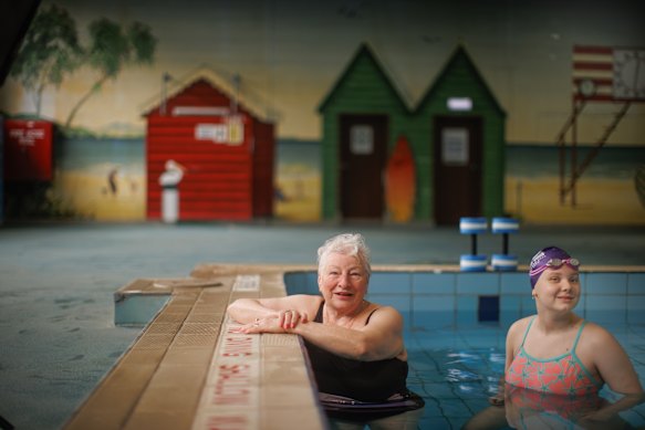Pool users Marilyn Crump and Amy Hodson. 
