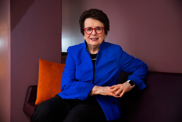 Billie Jean King in Melbourne on Friday.