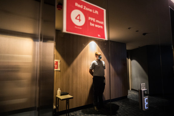 A resident support officer at the Four Points by Sheraton on Wednesday.