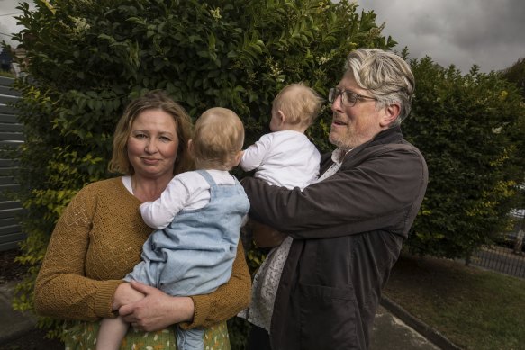 Kaillee Dyke with her husband Chris Lassig and their twins. Kaillee is still experiencing long COVID symptoms two years after she was put on a ventilator at 25 weeks pregnant.