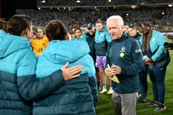 Interim coach Tom Sermanni after Saturday night’s win over Chinese Taipei in Geelong.