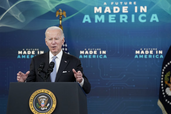 US President Joe Biden is seeking to reduce America’s reliance on Chinese imports.