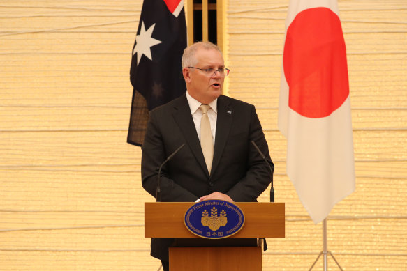 Scott Morrison in Tokyo in 2020, when he was Australian prime minister.