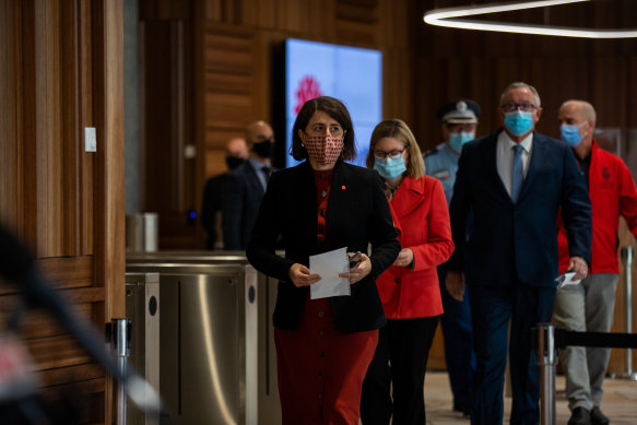 NSW Premier Gladys Berejiklian arriving for this morning’s COVID-19 update. 