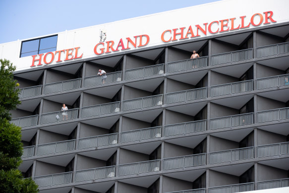 Brisbane’s Hotel Grand Chancellor, which saw an outbreak of the UK variant of coronavirus last month. 