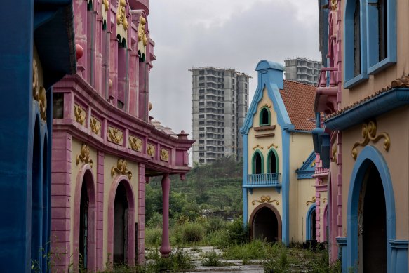 The incomplete fairyland theme park that was to be part of the Evergrande Cultural Tourism City in Guiyang, which was stalled when property giant Evergrande collapsed.