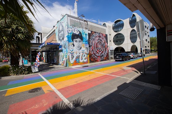 A rainbow crossing, like this one, corner of Jackson and Fitzroy streets,  St Kilda, has been touted for Merri-bek. 
