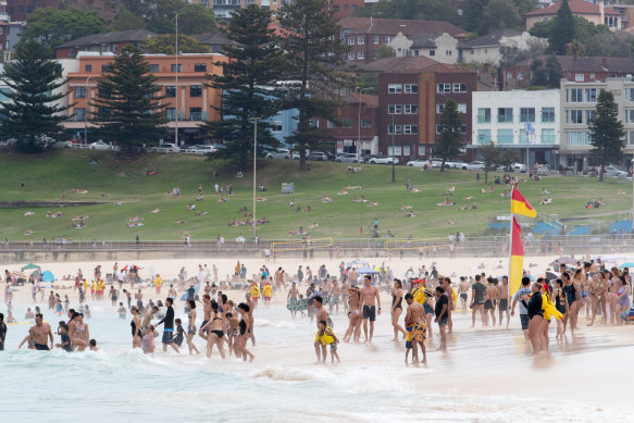 Bondi Beach was busy for the last weekend of the school holidays.
