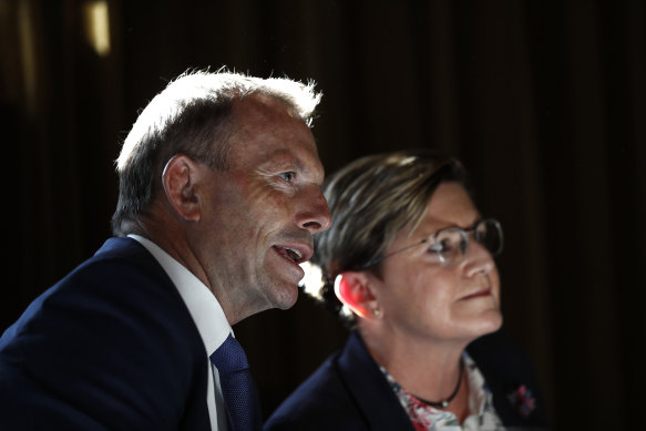 Former prime minister Tony Abbott and his sister, Christine Forster.