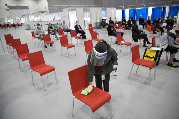  A mass vaccination centre in Melbourne. 