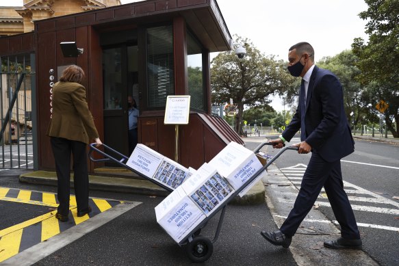 Independent MP Alex Greenwich delivering a petition in favour of  voluntary assisted dying to the NSW Parliament this month.