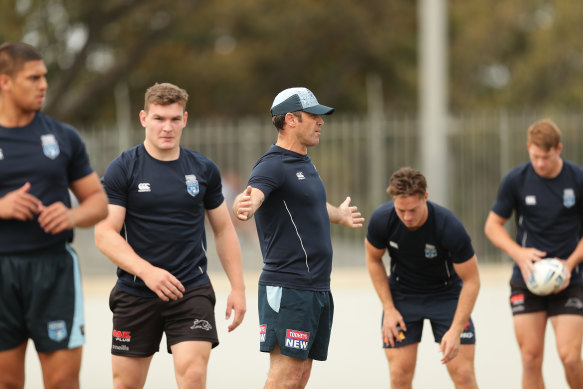 Brad Fittler calls the shots at a Blues training camp on Thursday.