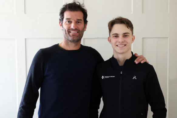 Australian Formula 1 legend Mark Webber with rising star Oscar Piastri.