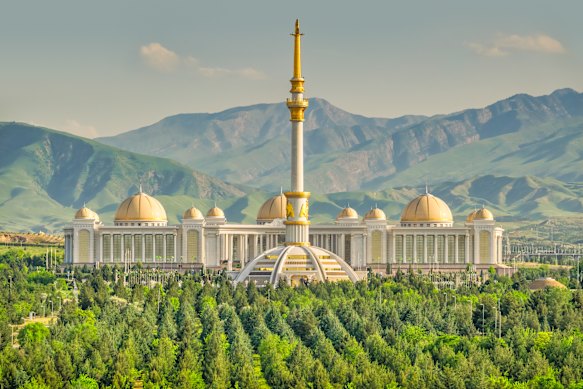 Independence Monument in Ashgabat, Turkmenistan.