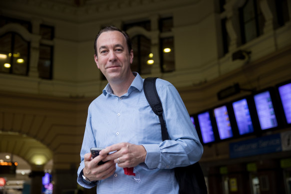 Stewart Holmes at Flinders Street Station on Monday. 