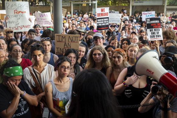 A crowd at a protest in Houston, Texas, on Friday, June 24. 