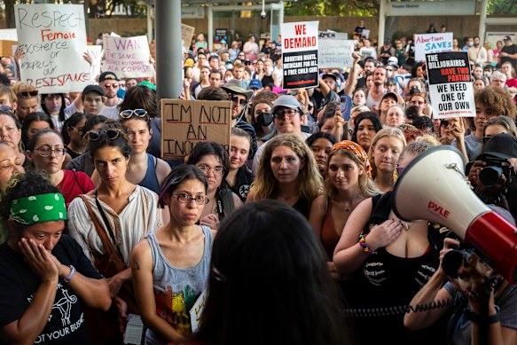 A crowd at a protest in Houston, Texas, on Friday, June 24. 