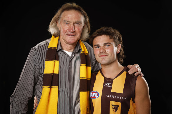 Hawks draftee Nick Watson alongside club great Michael Tuck.