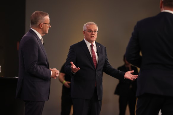 Scott Morrison at last night’s debate. 