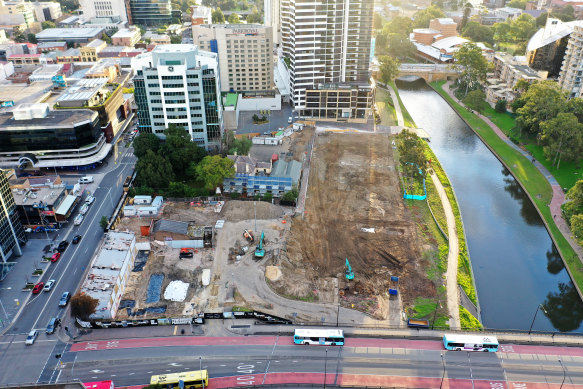 Drone photograph of Willow Grove amid site works. 